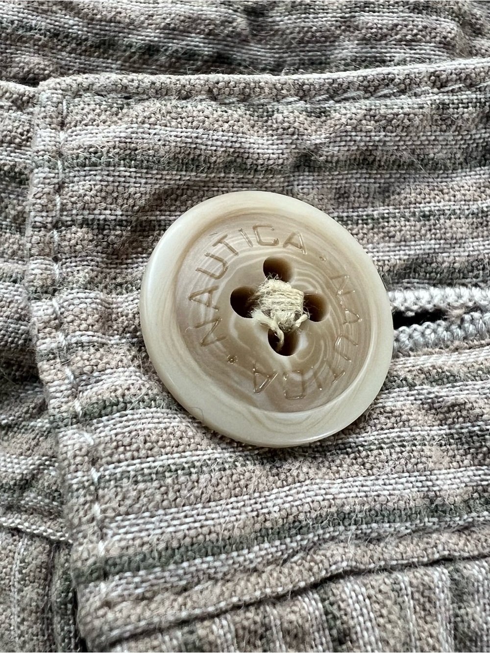 Vintage Nautica Rigger Seersucker Shorts Khaki Beige Pleated Mens 34 - Picture 2 of 12